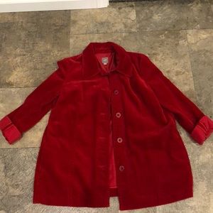 j jill women’s red corduroy barn jacket